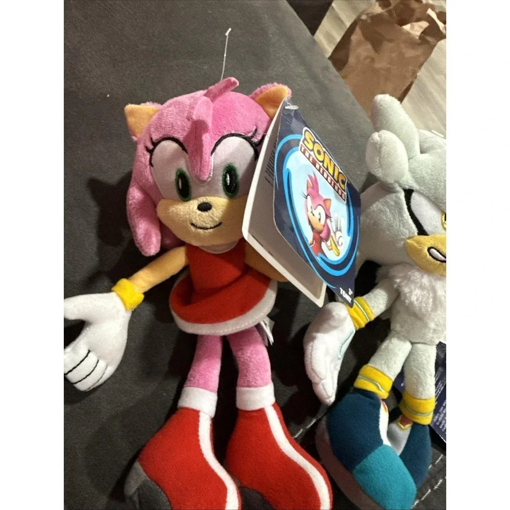 TOMY Sonic The‎ Hedgehog - Silver & Amy Rose Plush 8